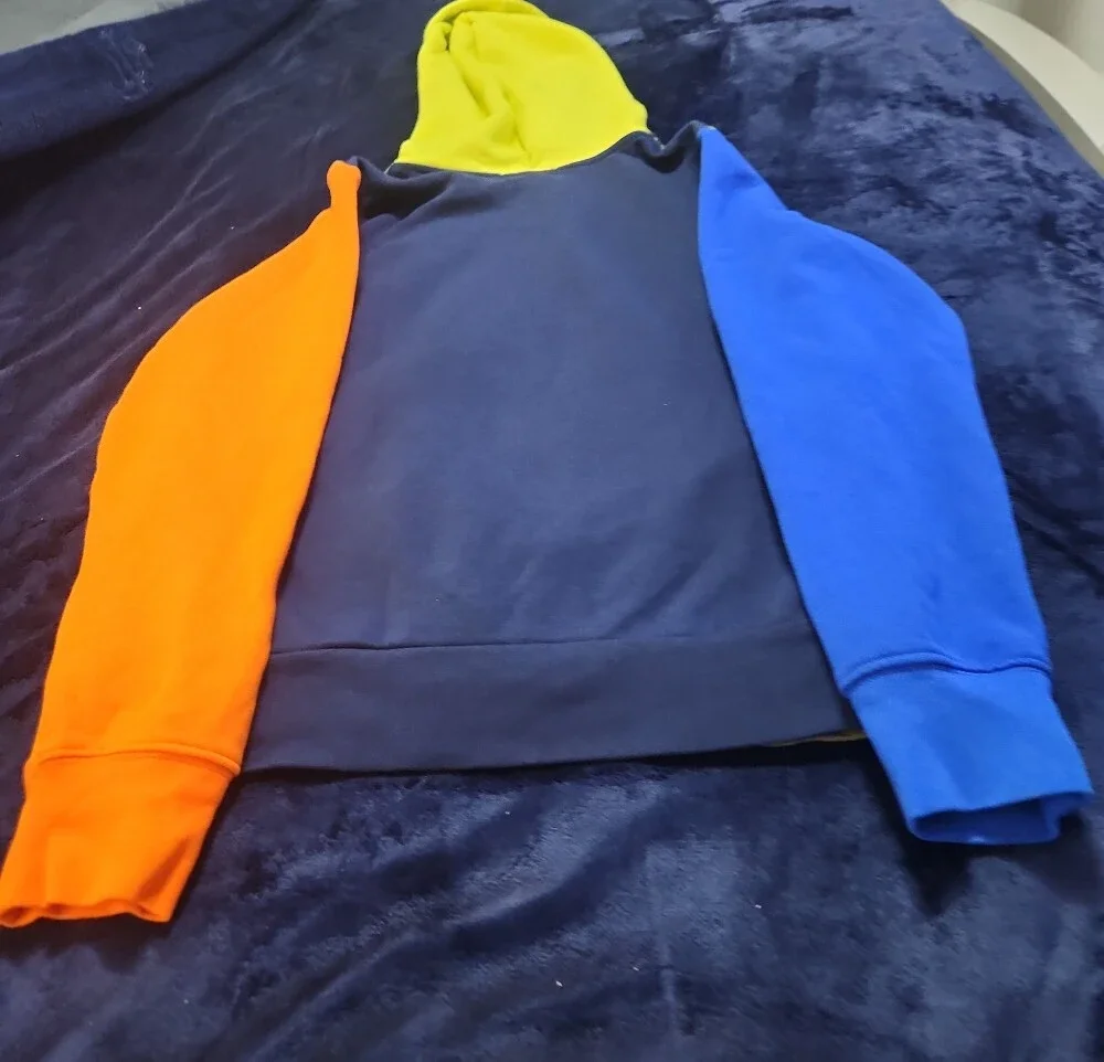 Polo by Ralph Lauren Olive Colorblock Polo Bear Hoodie with Neon Yellow Hood